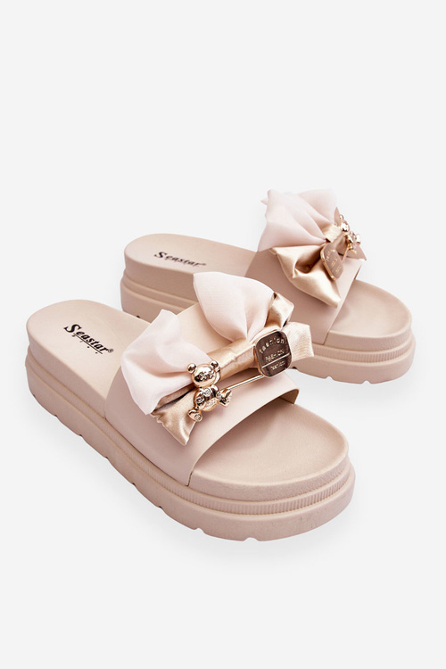 Pantofle S Mašlí A Medvídkem Béžove Suzy