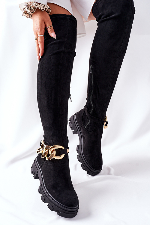 Semišové topánky nad kolenným čiernym Aucklandom