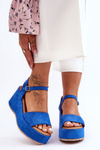 Dámske semišové sandále na Blue Lydia Wedge