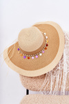 Slaměný Klobouk S Ozdobným Proužkem Béžová Lanetta