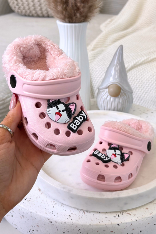 Penové Deti Papuče Teplé S Kožušinkou S Príponkami Ružové Cerelle