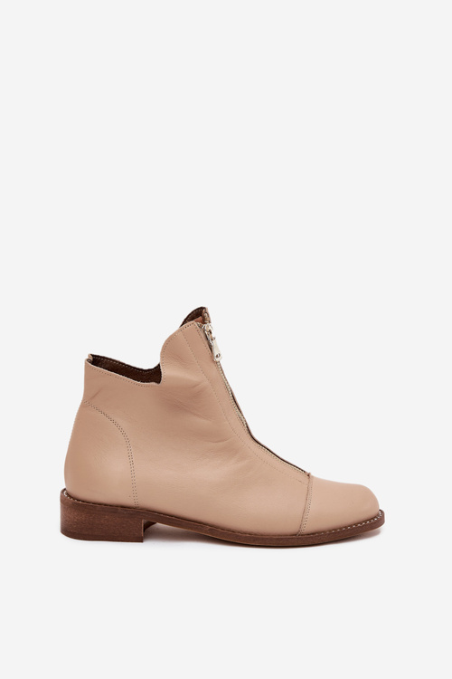 Kožené Čižmy Na Zips Béžové Zazoo 2785/079