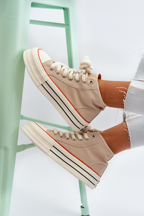 Dámske tenisky na platforme béžové Aineri