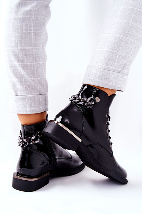 Boty Izolované Lakované Sergio Leone Se Zipem černé BT405