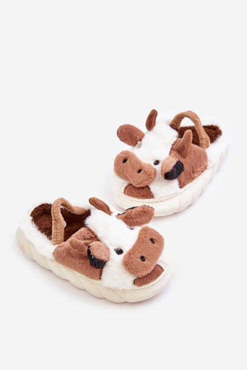 Detské Plyšové Papuče S Kravským Motívom Hnedé Tamorrin