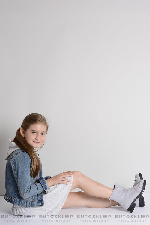 Lu Boo Gray Detské členkové topánky s zirkónmi Littlecarrie