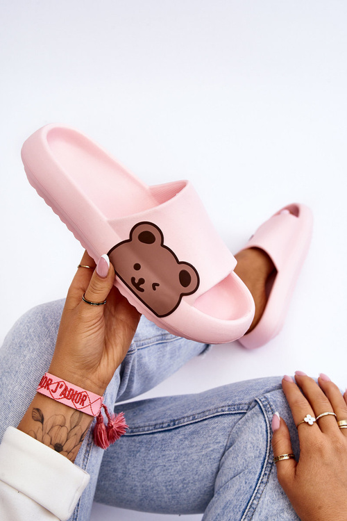 Dámské lehké pěnové pantofle Bear Motiv Růžove Parisso
