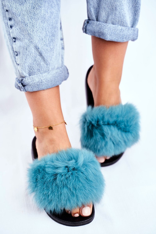 Žabky žabky s prírodným kožušinovým zeleným bushidom