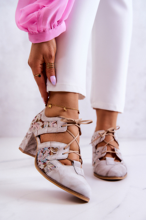 Dámské kožené kozačky Maciejka 05328-04 Béžová