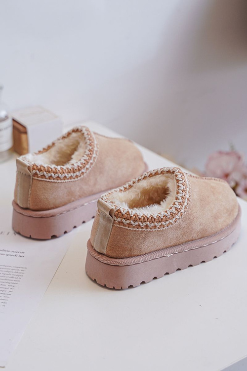 Sněhule Dětské Kotníkové Na Platformě Zateplené Kožešinou Béžové Vilabria