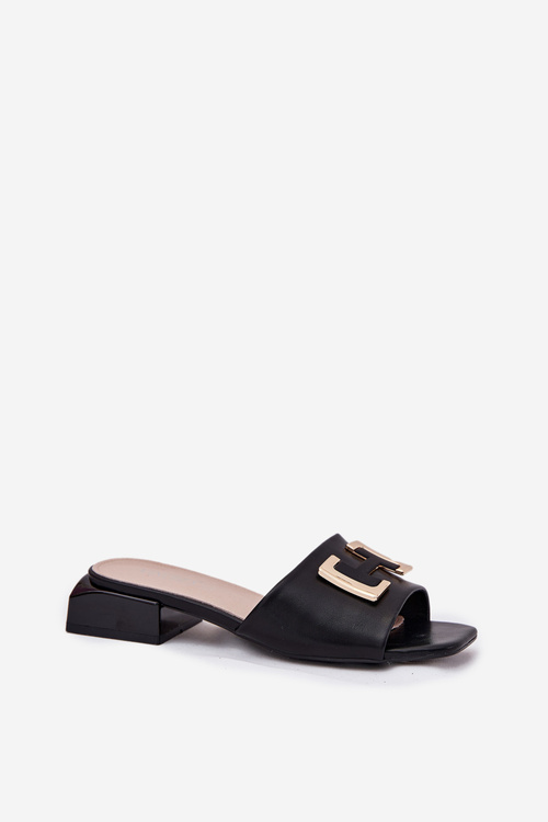Elegantné Dámske Sandále Na Klíne S Zlatým Detailom 62229 Čierne Vinceza