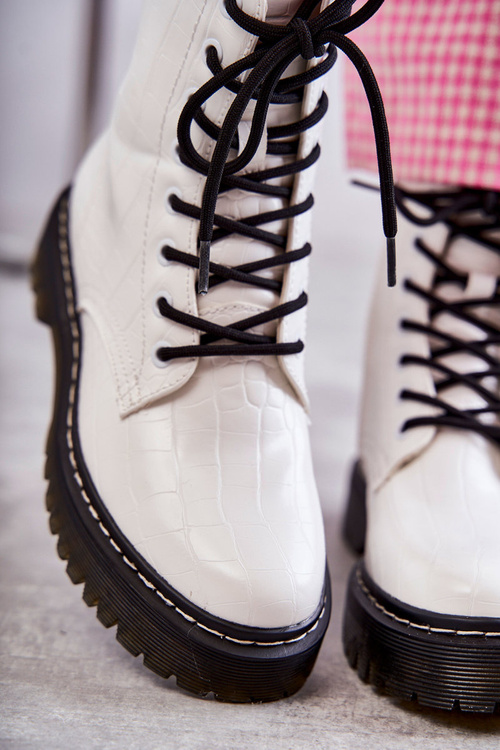 Dámské teplé boty z hadí kůže bílé Salma