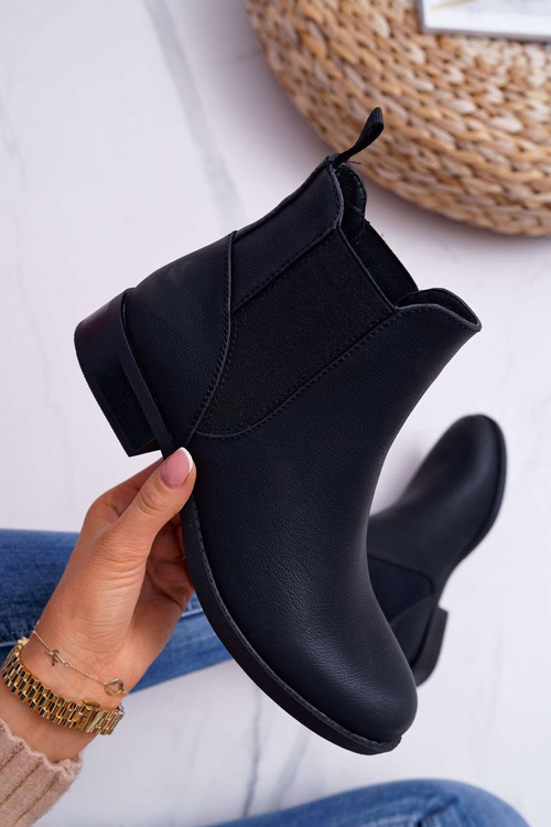 Dámské kotníkové boty Pérka na nízkém podpatku Černé Barski 18-75