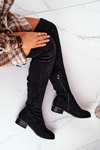Dámské Kozačky Přes koleno Eko-semiš Černé Dove