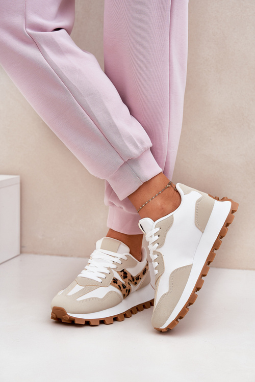 Tenisky Sportovní Boty Dámské Leopardí Béžové Kalelia