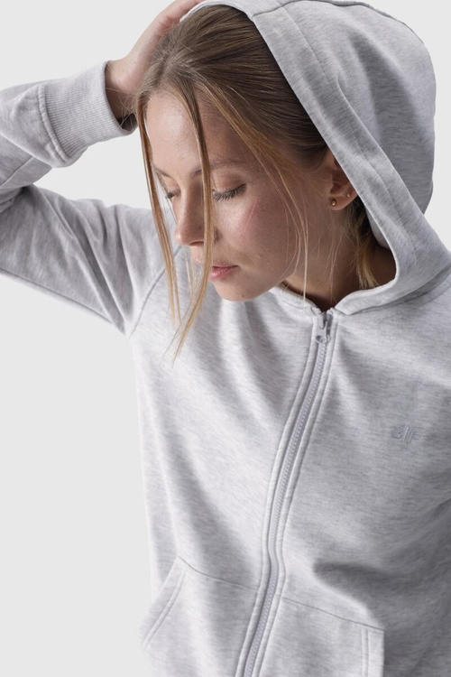 Dámska Mikina S Kapucňou Rozopínacia Bavlnená 4F Šedá 4FWMM00TSWSF1467-27M