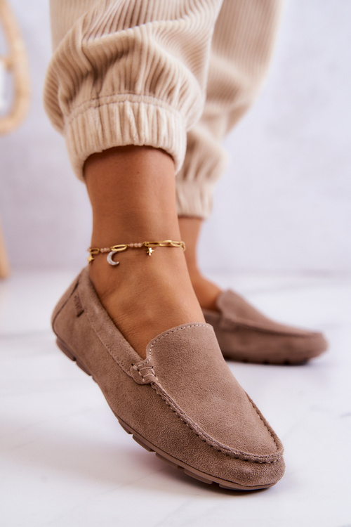 Dámské semišové mokasíny Big Star JJ274658 Cappuccino