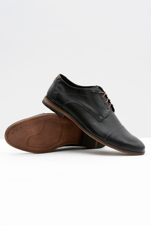 Męskie Skórzane Czarne Półbuty Livio