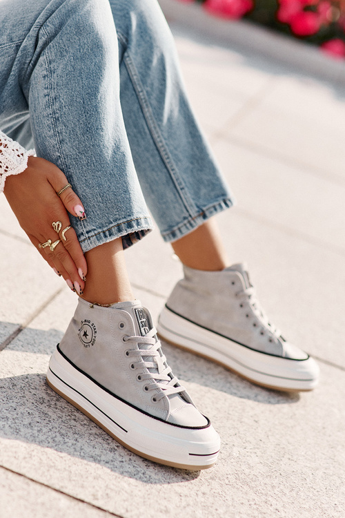 Zateplené Dámske Tenisky Na Platforme Eko Koža Big Star OO274069 Modré