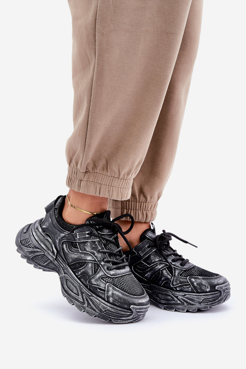 Dámske Tenisky S Opotrebením Na Platforme Čierne Seladwen