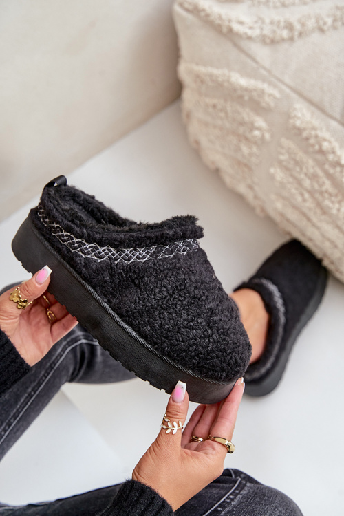 Sněhové boty na platformě s beránkovým kožíškem černé Mesirra