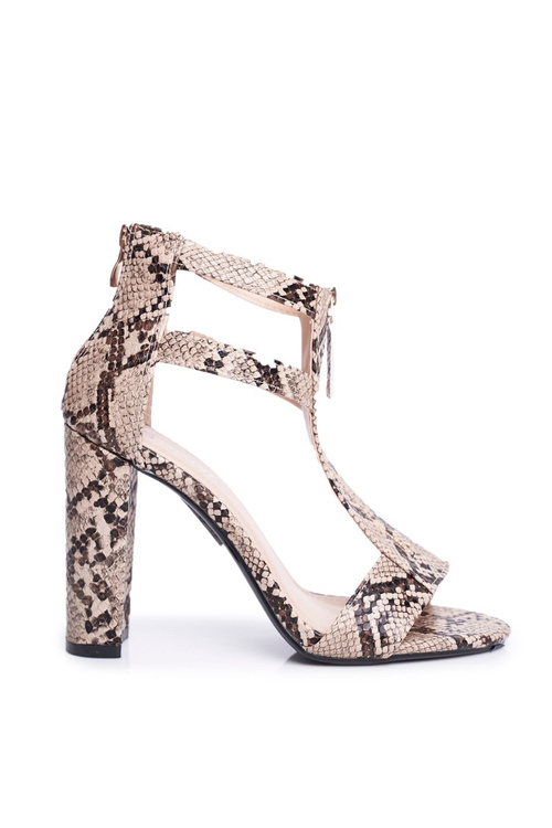 Sandály Na Baru Béžové S Hadím Vzorem Folly