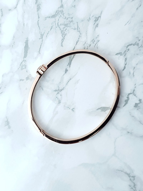 Dámsky oceľový náramok s ružovým zlatom zirkón