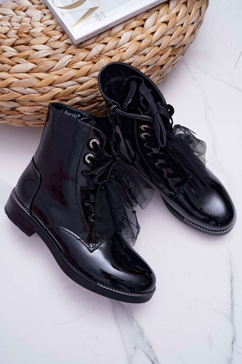 Dámsky lakovaný plochý čierny čierny barski 39-2