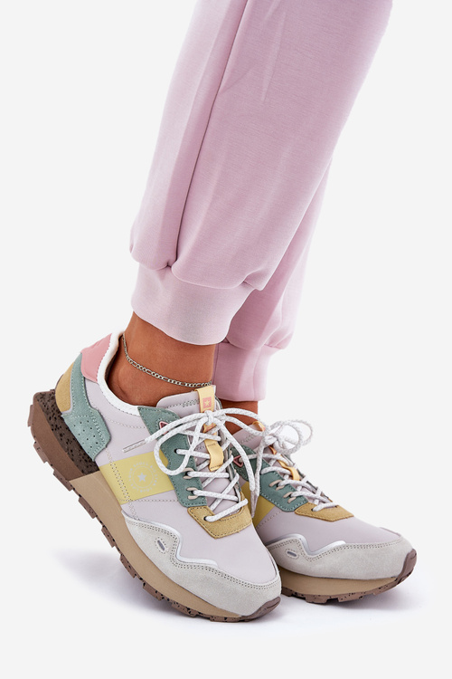 Dámské Semišové Sneakersy Big Star RR274244 HI-POLY SYSTEM Šedo-Žluté