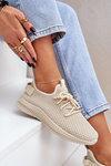 Síťované Slip On Sportovní Boty Dámské Béžové Harice