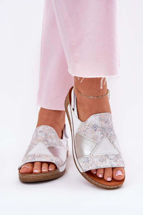 Dámské Kožené Sandály Na Klínu S Pletením Maciejka L7067-11 Bílé