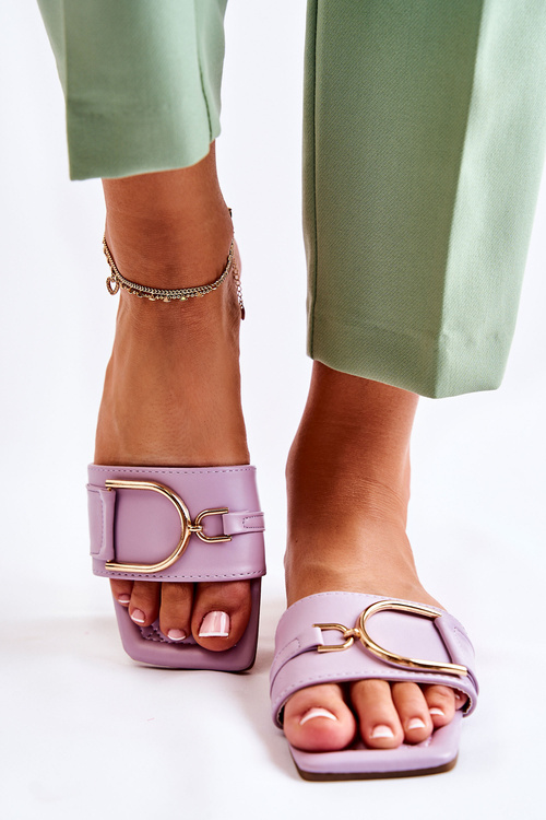 Dámské klasické kožené pantofle s zdobením fialový Shilla