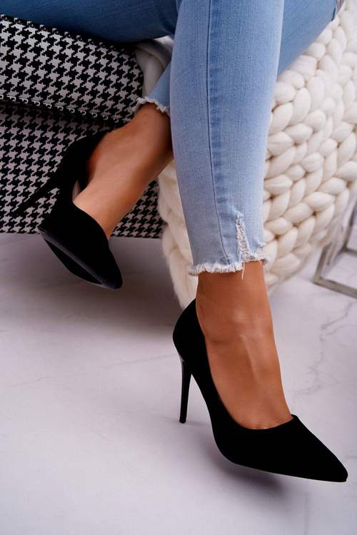 Dámské Semišové Lodičky Na Jehlovém Podpatku Černé Betty