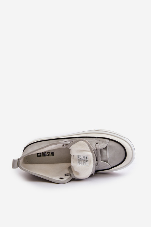 Zateplené dámské tenisky na platformě z eko kůže Big Star OO274070 šedé