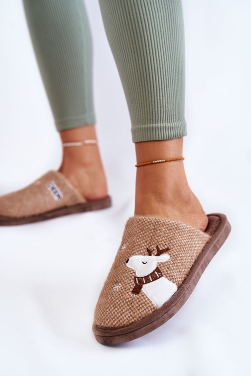 Dámské vánoční pantofle se soby Hněde Millio