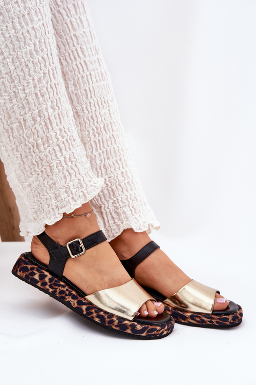 Kožené Elegantné Dámske Sandále S.Barski GR51-603 Zlaté