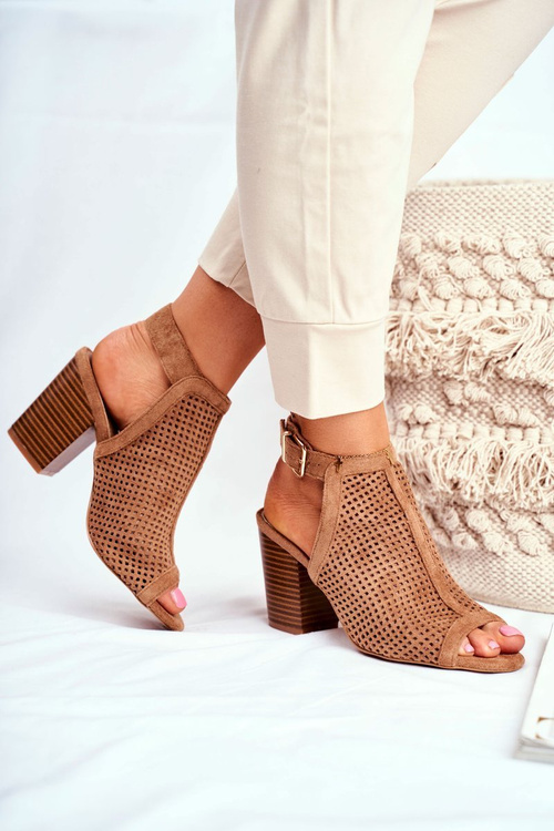 Dámske otvorené dielne peep toe ťavové topánky