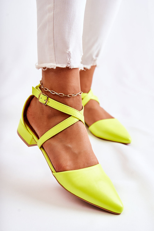 Kůže Lodičky na nízkém podpatku žlute Giovanna
