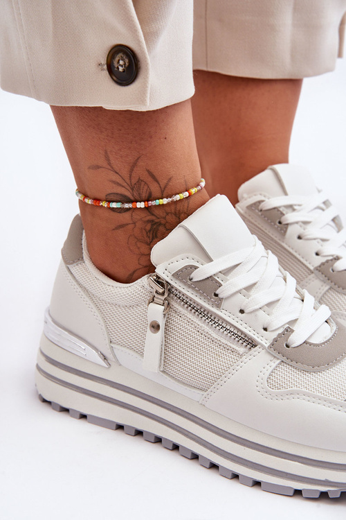 Dámské sportovní boty s ozdobným zipem bílé Cairo