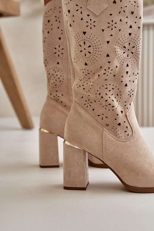 Dámske Čižmičky S Výrezmi Na Päte So Špicatými Špičkami Bežovej Farby Nevithra