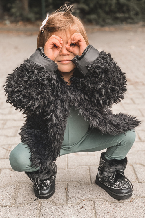 Detské topánky Snehové topánky s kožušinovou čiernou myšou Minnie