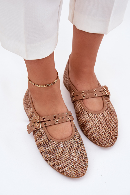 Baleríny S Pletením A Pásikmi Khaki Partheda