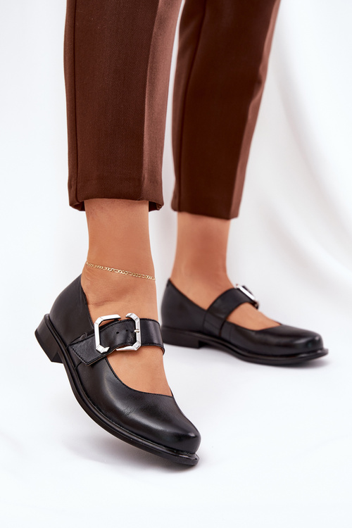 Kožené Dámske Poltopánky S Prackou Laura 2980 Čierne