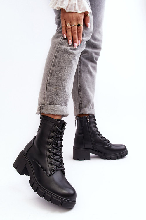 Dámské zateplené botky workery na zip černé Evrarda