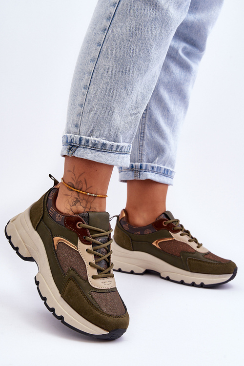 Čipky -Sports Sports topánky na platforme Zielone Escape Platform