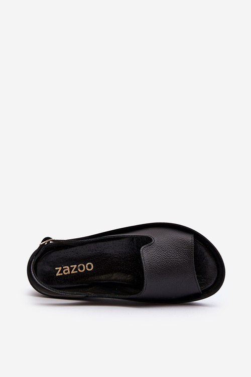 Dámské kožené sandály na tlusté podešvi černé Zazoo 2893