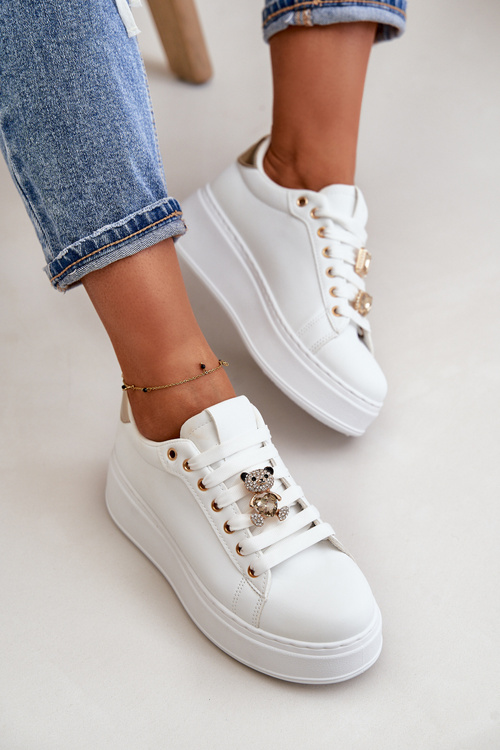 Dámské tenisky na platformě s medvídkem bílé Vailina