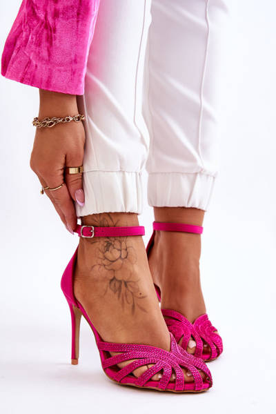 Fashion Vysoké podpatky s kamínky Fuchsia Jaylen
