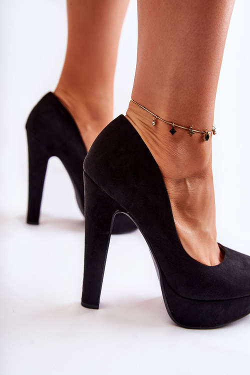 Semišové Lodičky Na Vysokých Podpatcích Černe Santene