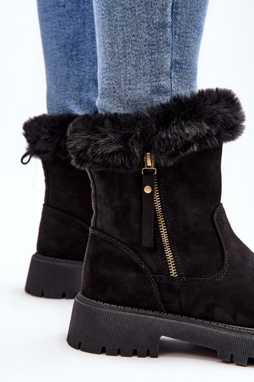 Botky Zamszové Dámské S Kožíškem Černá Hasiva